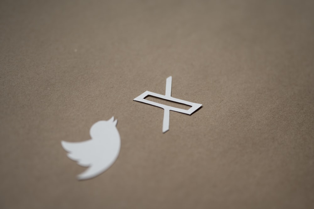 a white twitter logo and a white twitter sticker