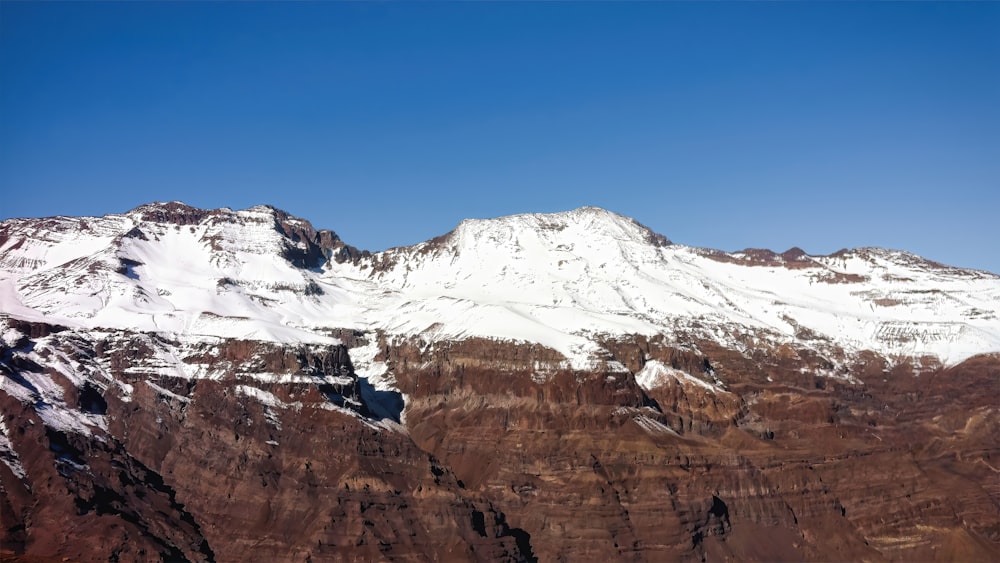 a snow covered mountain with a clear blue sky