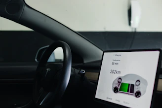 a picture of a car dashboard with a display on the dashboard