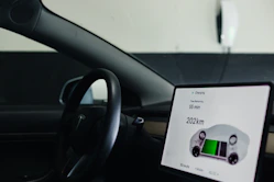 a picture of a car dashboard with a display on the dashboard
