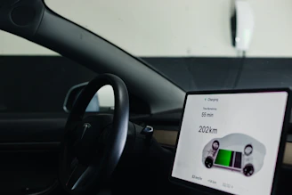 a picture of a car dashboard with a display on the dashboard