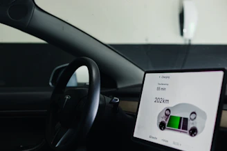 a picture of a car dashboard with a display on the dashboard