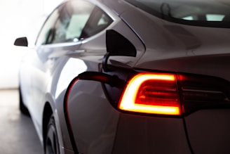 a close up of a car's tail light