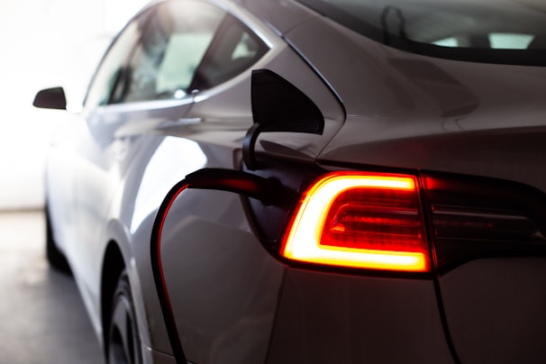 a close up of a car's tail light