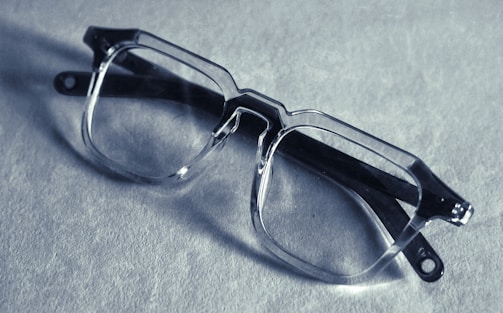 A modern pair of prescription glasses displayed elegantly.