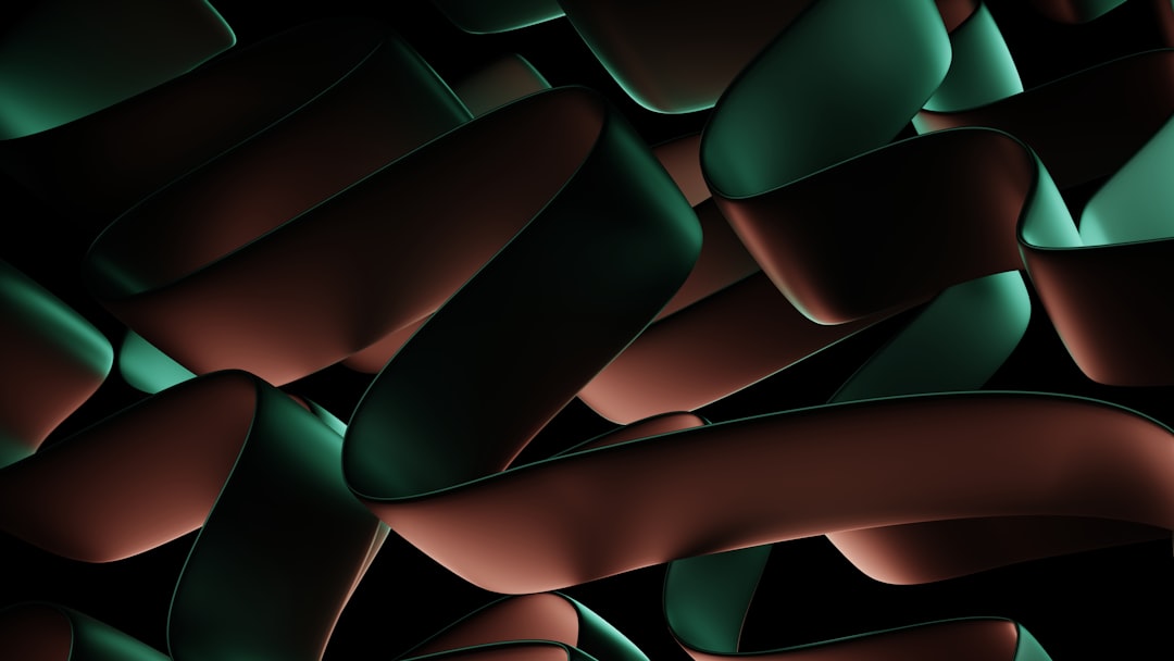 a bunch of green and brown objects on a black background