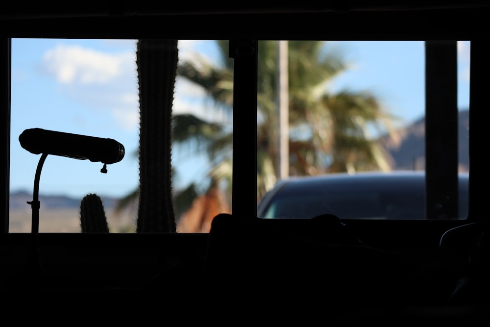 a view of a car through a window