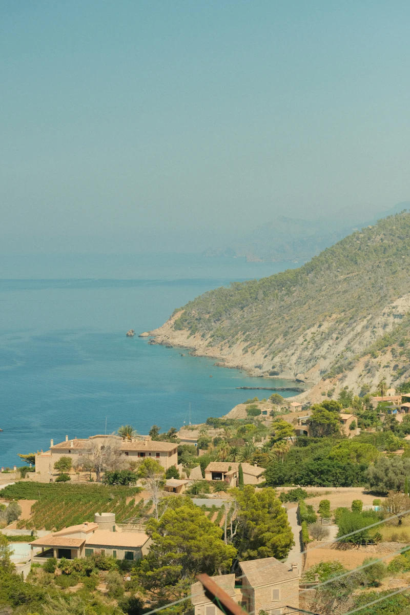 a view of the ocean from a hill top