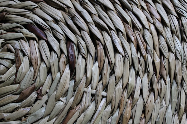 A close-up of intricate patterns on our jute bags.