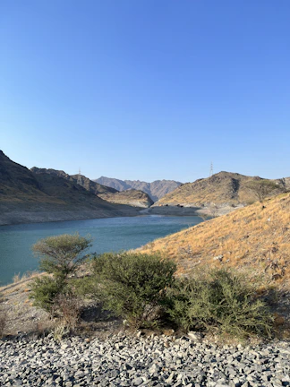 Mountain landscape view from Coyhaique with a calm river.