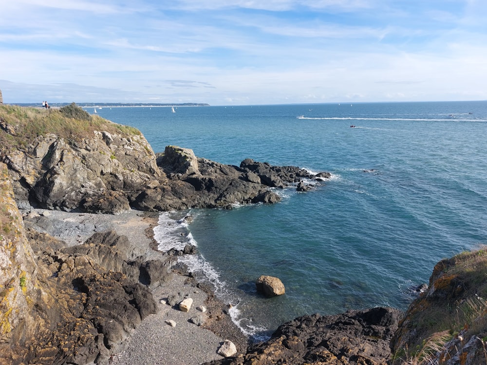 a view of the ocean from a cliff