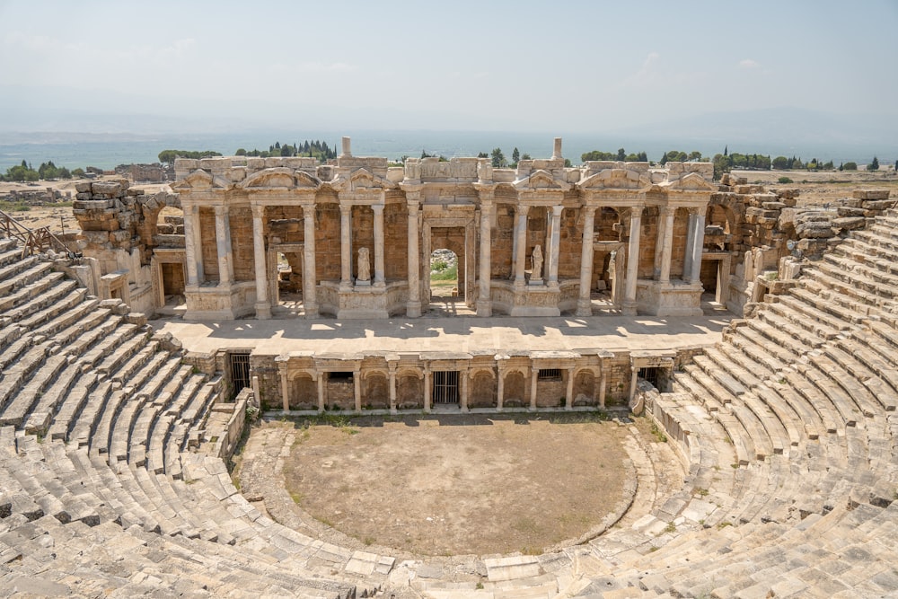 an aerial view of a roman amphit