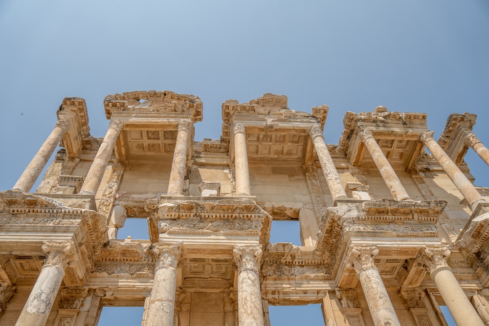 a very tall building with lots of columns