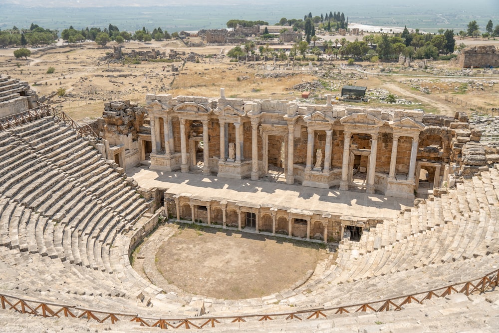 an aerial view of a roman amphit