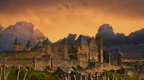 A vivid still from Game of Thrones featuring a dramatic castle battle.