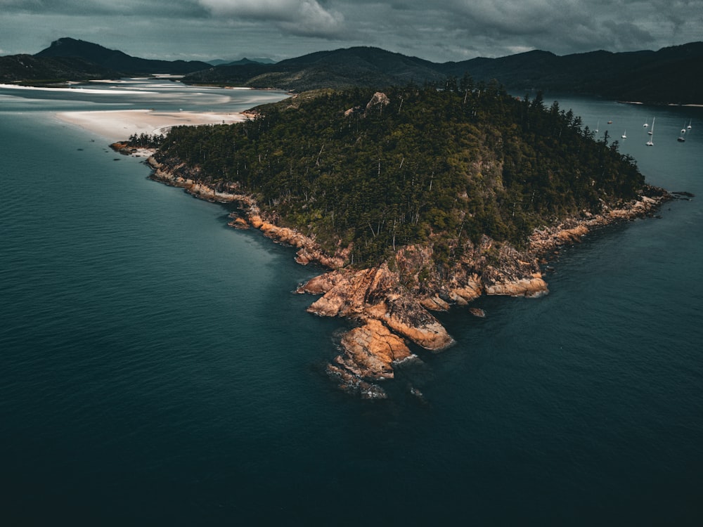 a small island in the middle of a body of water