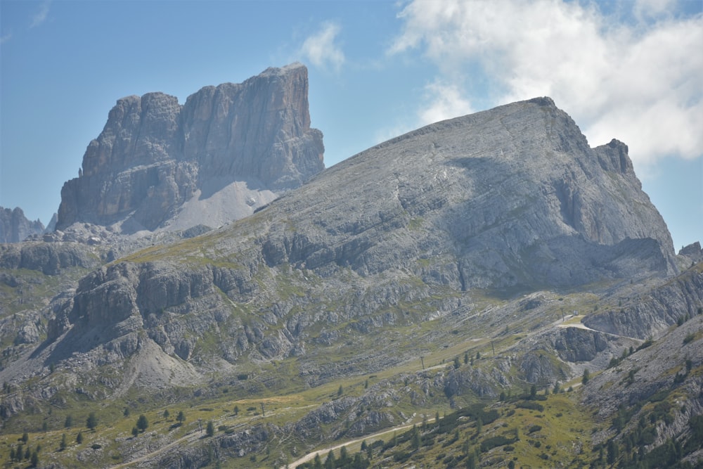 a mountain with a road going through it