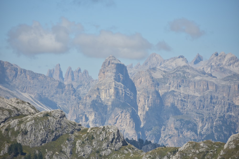 a mountain range with mountains in the background