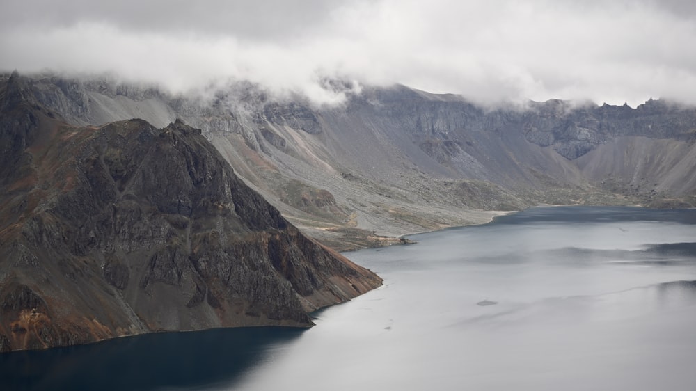 a large body of water surrounded by mountains