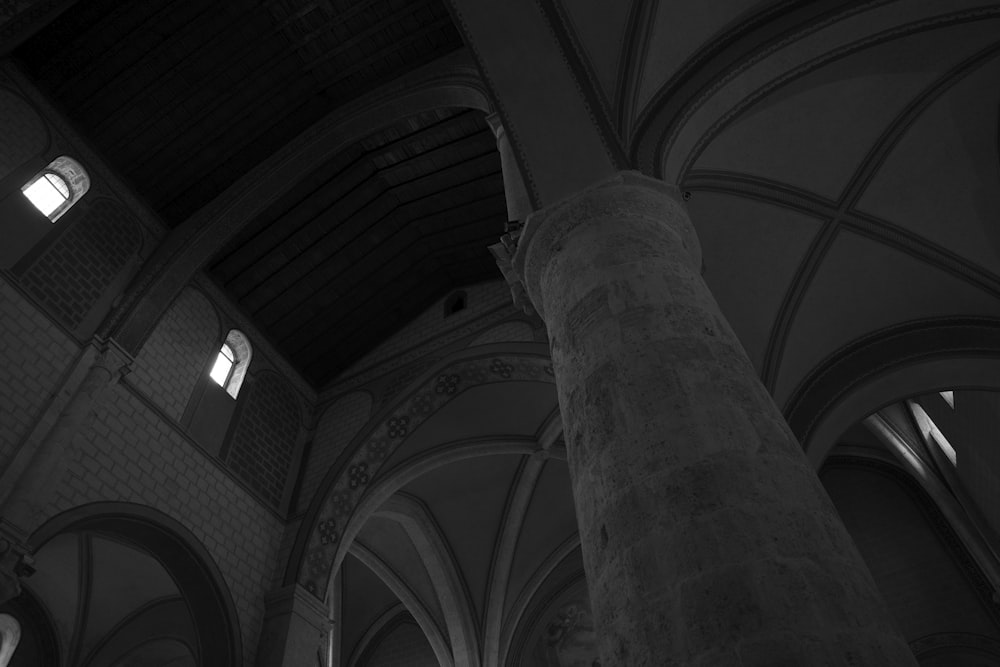 a black and white photo of the inside of a building