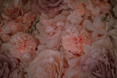 a bunch of pink flowers that are on a table