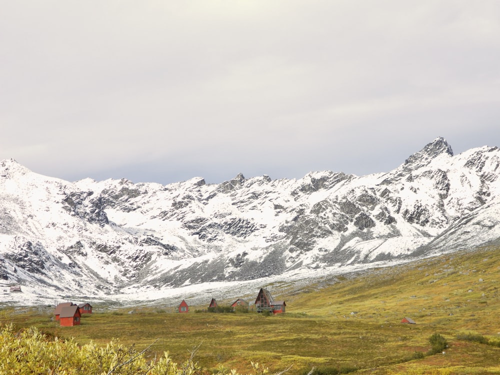 a mountain range with snow on the top of it