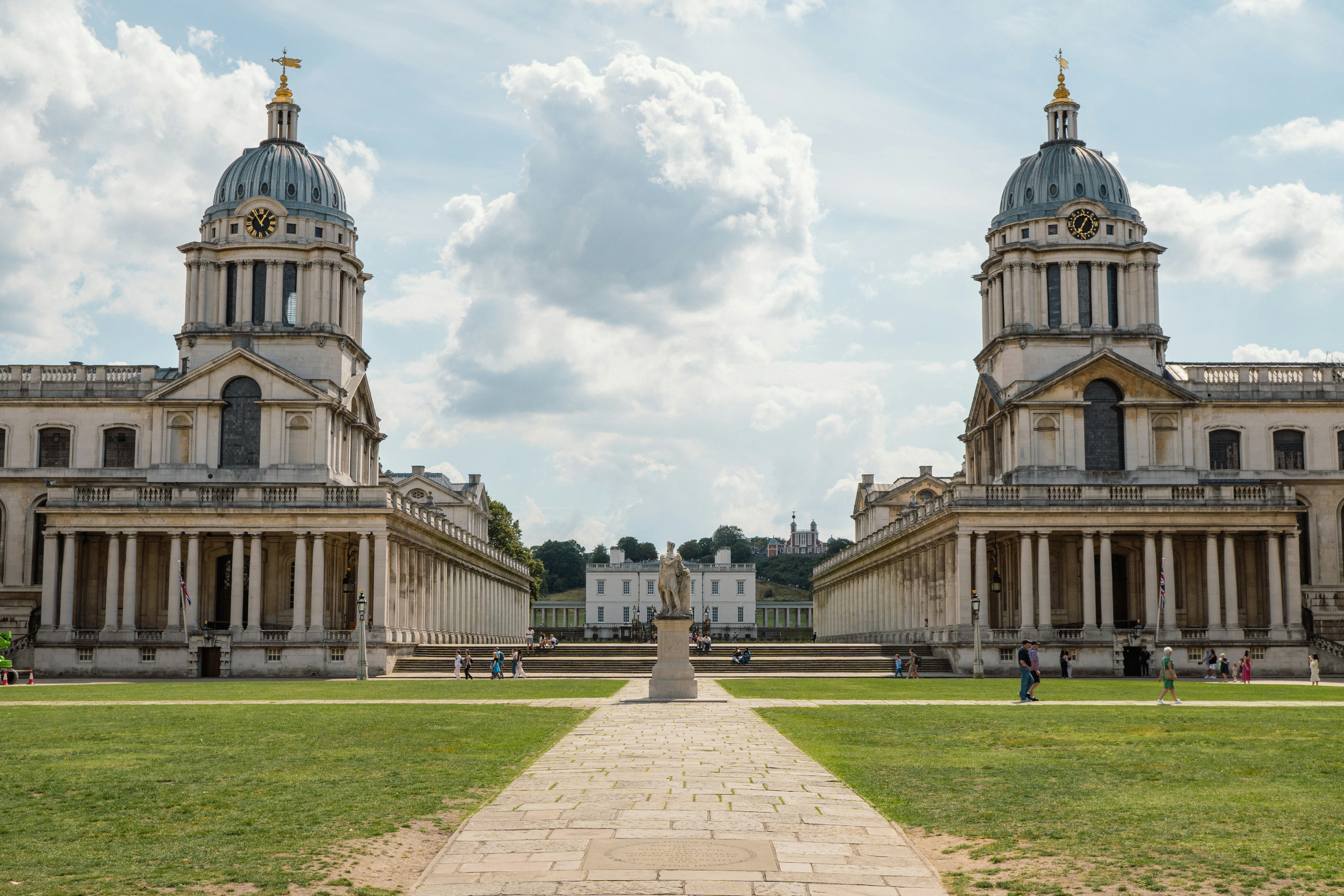 a large building with two towers on top of it