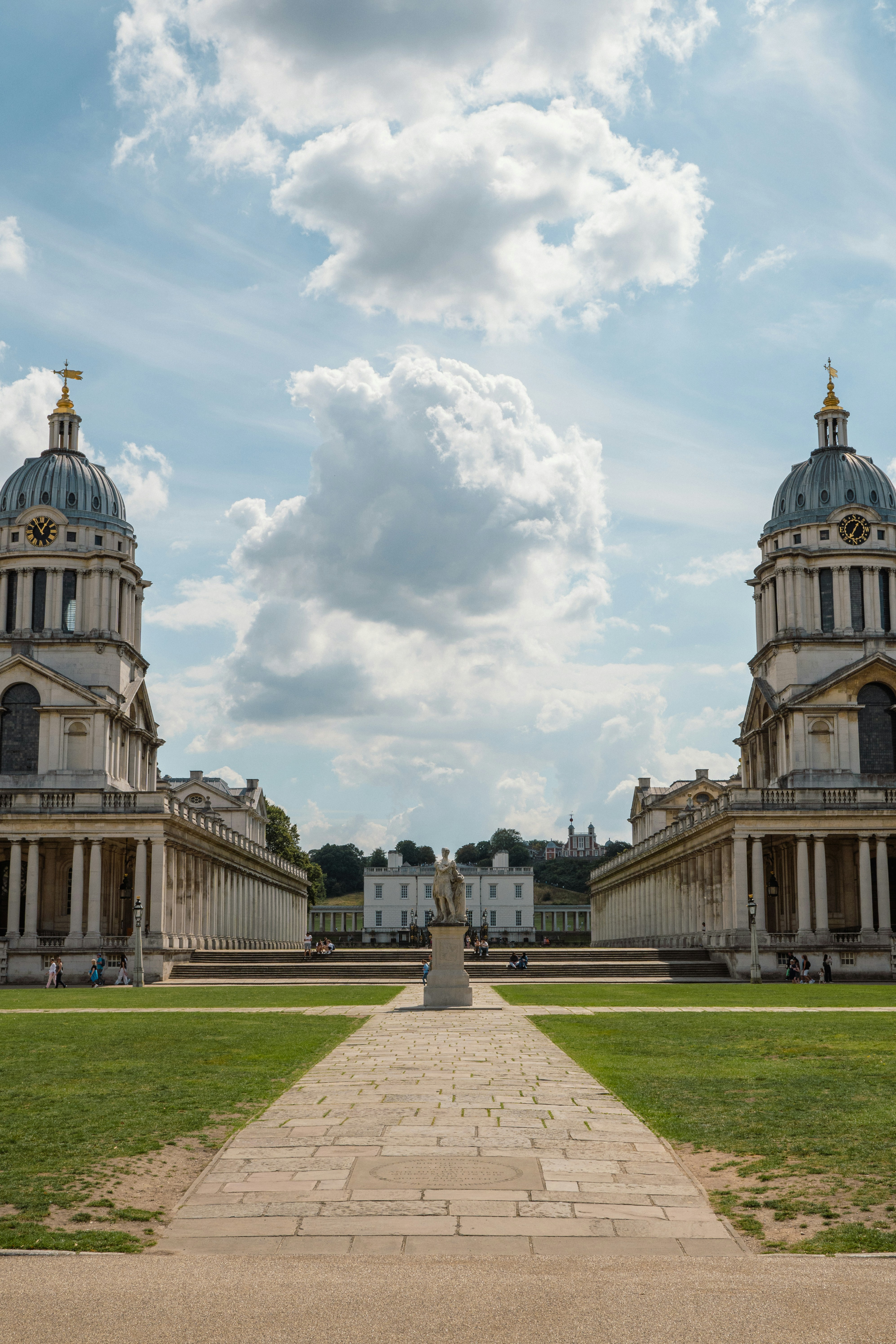 a large building with two towers on top of it