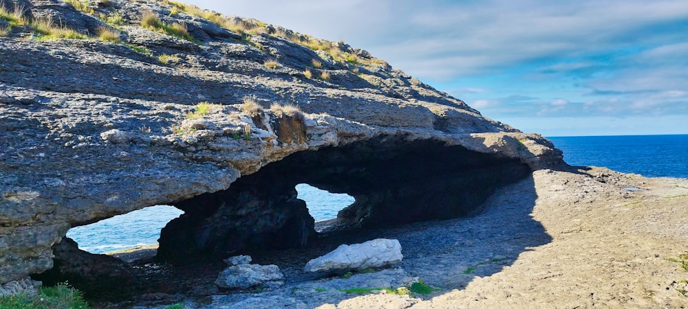 a large rock with a hole in the middle of it