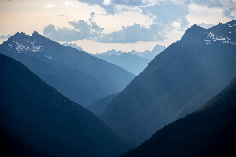 a view of a mountain range from a distance