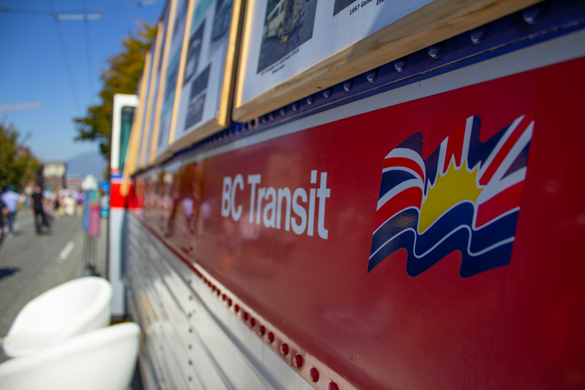 a close up of the side of a bus