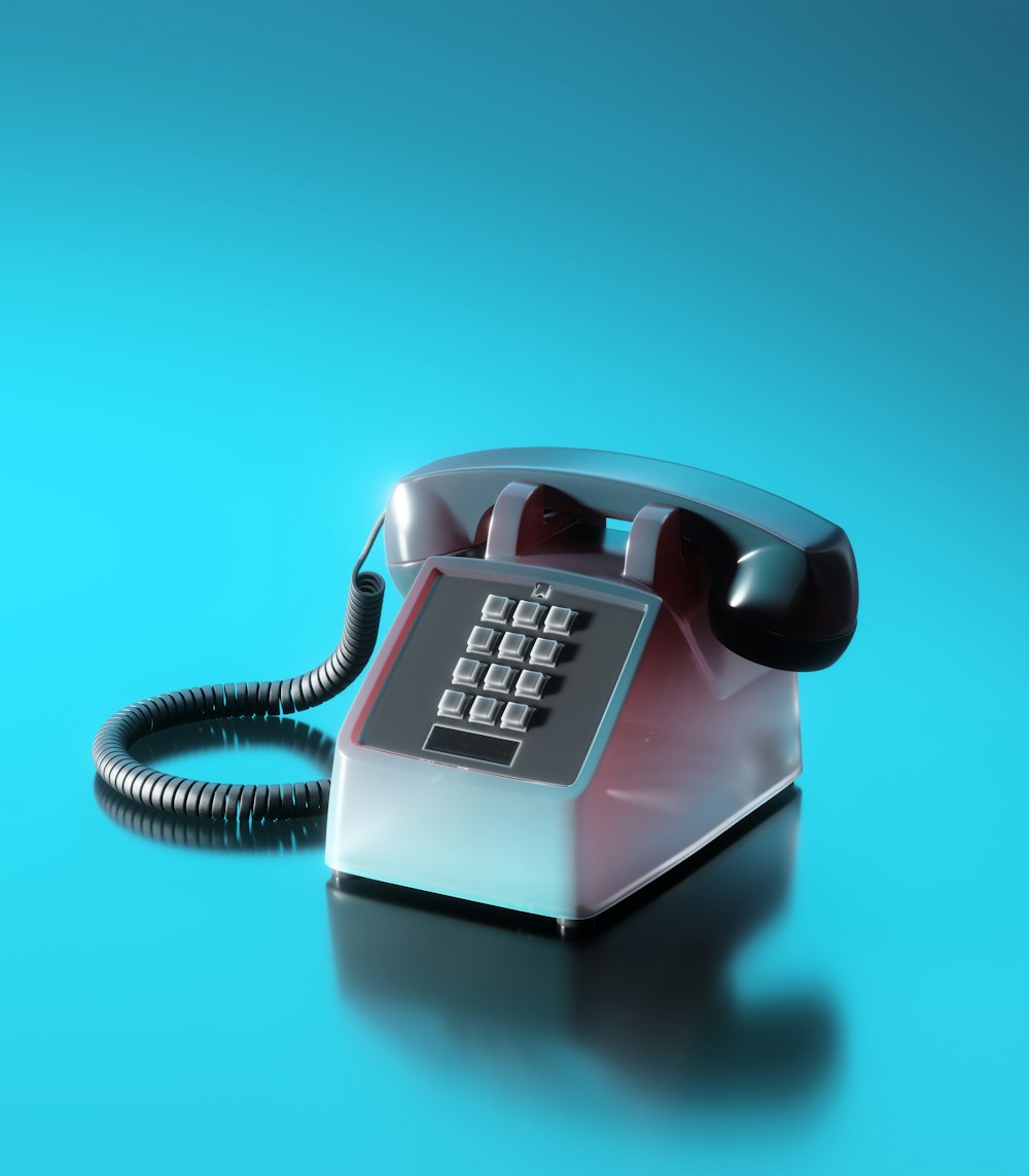 an old fashioned telephone on a blue background