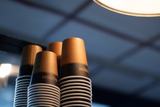 Artistic shot of recyclable packaging materials blending natural textures and soft lighting.