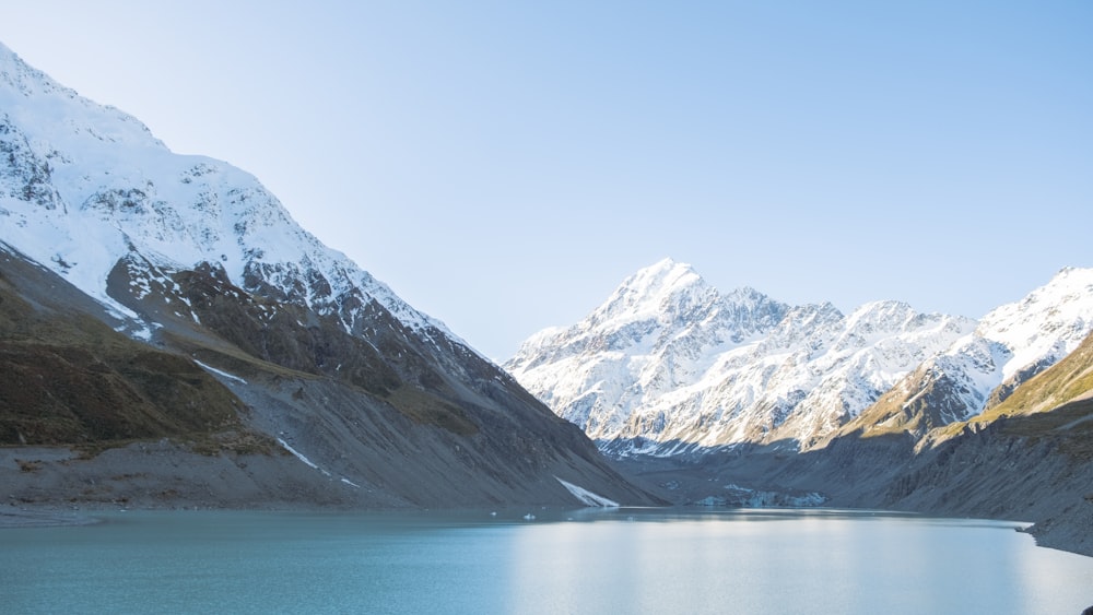 a large body of water surrounded by mountains