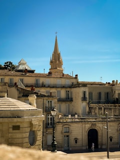 A traveler admiring the ancient architecture of a historic European city.