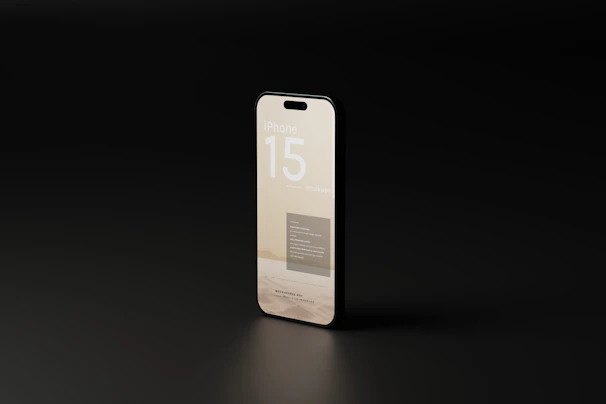 A sleek 3D hand mockup holding a branded iPhone glowing with the precision cobalt color on a midnight obsidian background.