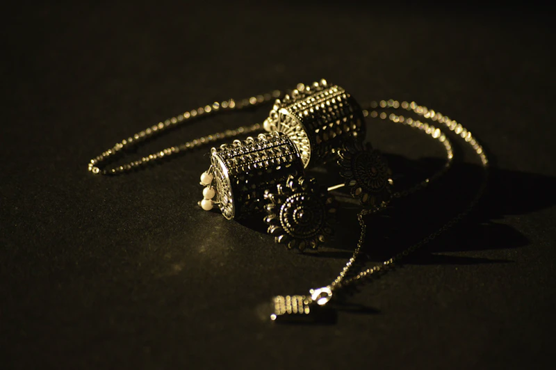 Gold earrings and necklaces
