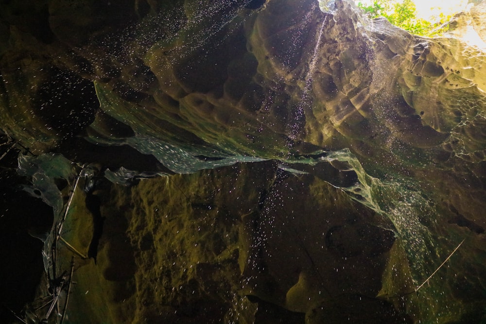 a view of the inside of a cave