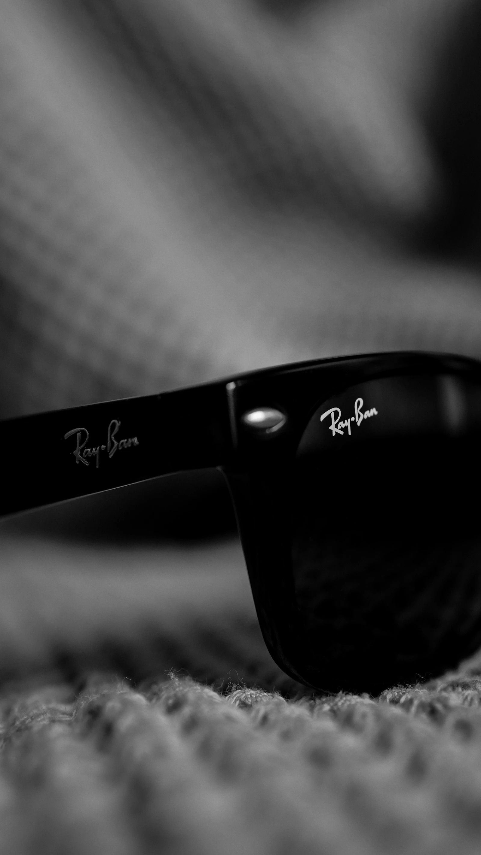 Ray-Ban logo on temple, close-up
