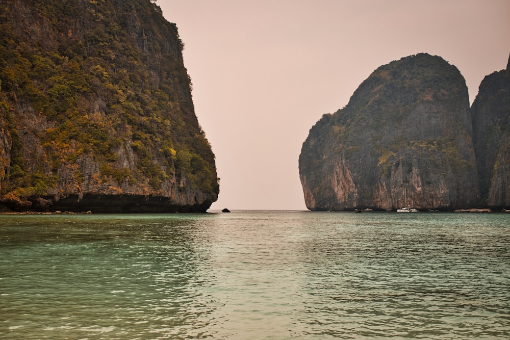 a large body of water surrounded by mountains