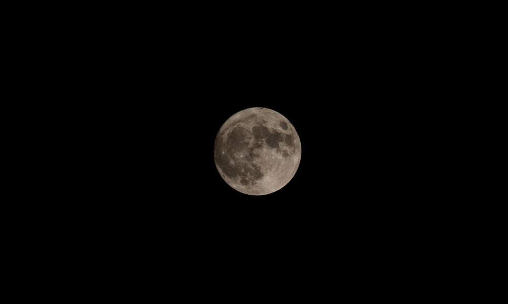 Una luna llena se ve en el cielo oscuro