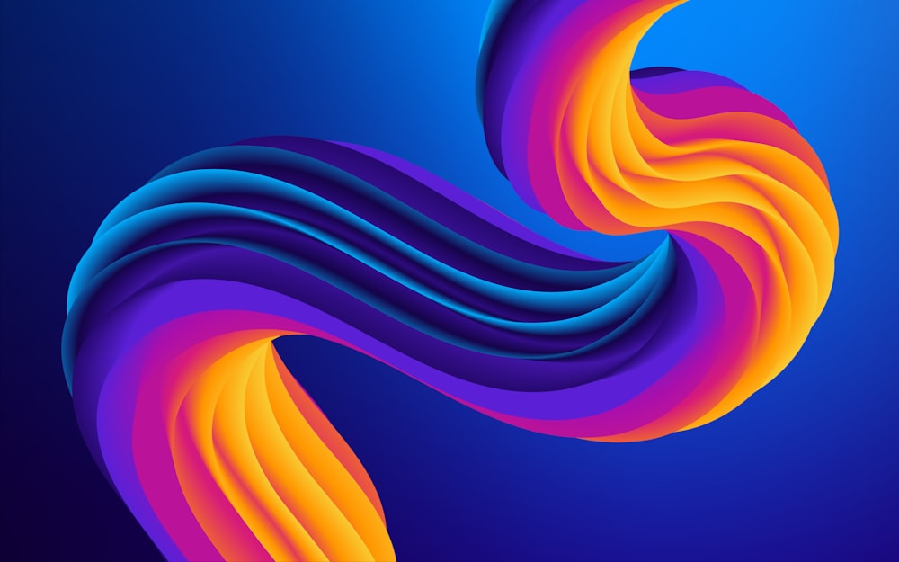 a blue and yellow background with wavy lines