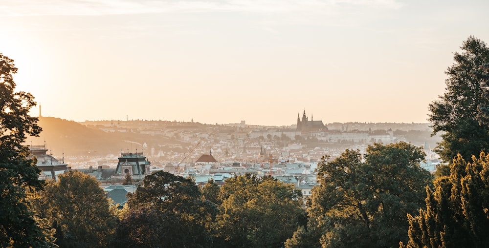 a view of a city from a hill