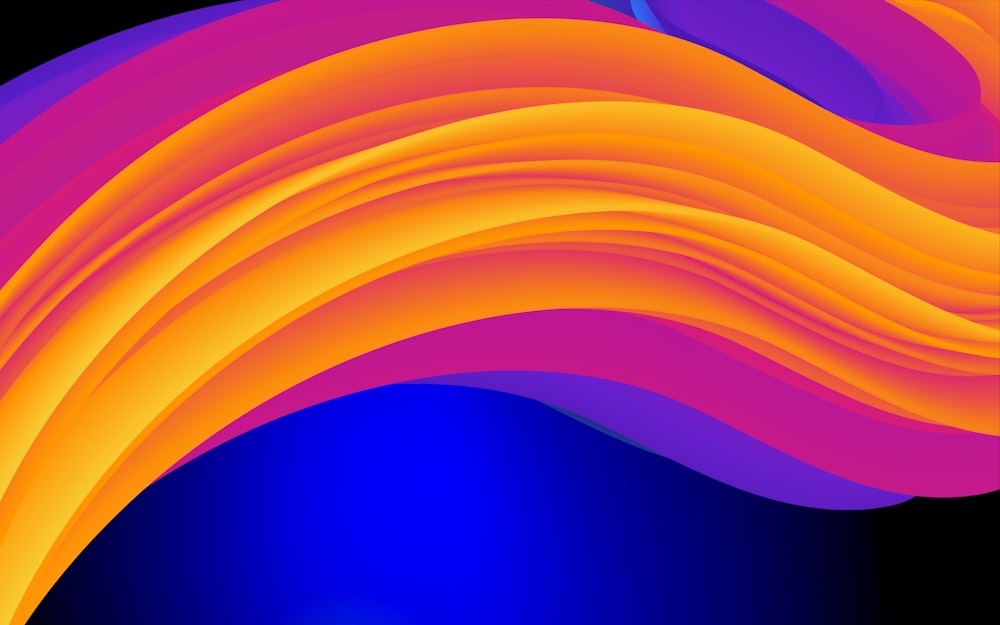 a blue and orange background with wavy lines