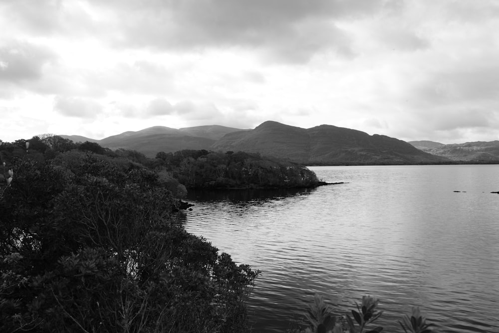 a large body of water surrounded by mountains