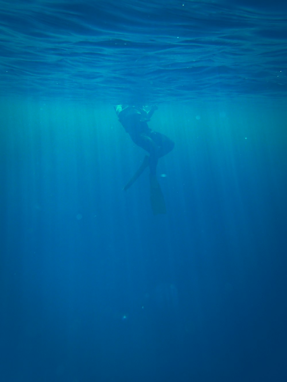 a person is swimming in the ocean with a surfboard
