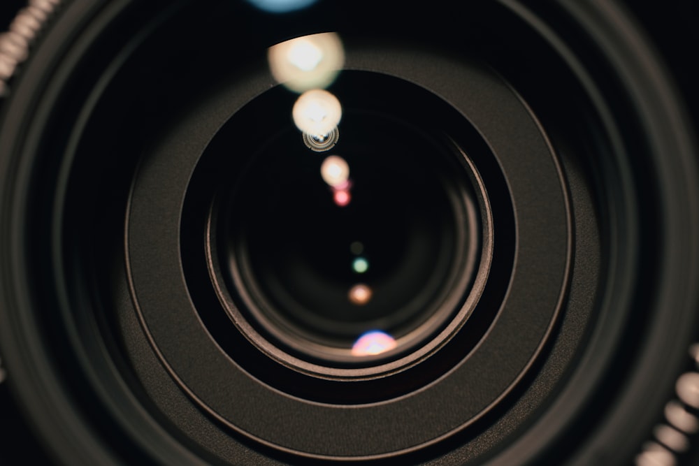 a close up view of a camera lens