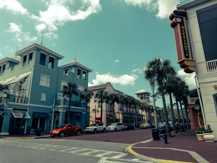 a street in Florida with cars parked on the side of it