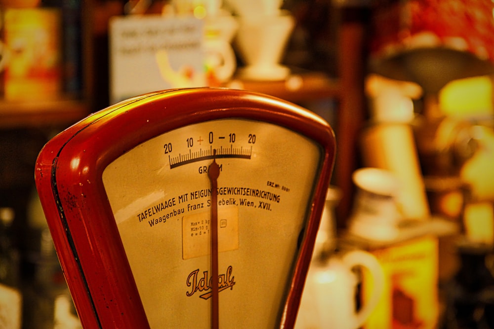 a close up of a parking meter in a store