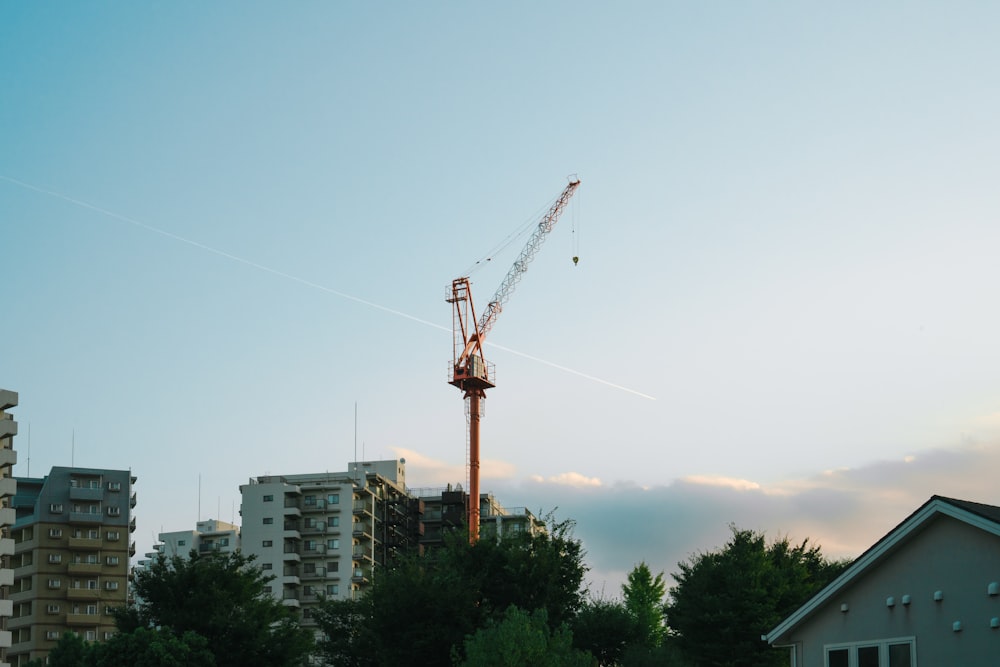 a crane that is standing in the air